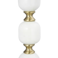 Kea Candle Holder, 3 White Marble Ball Spheres w Gold Accent, 15 Inch - BM350858
