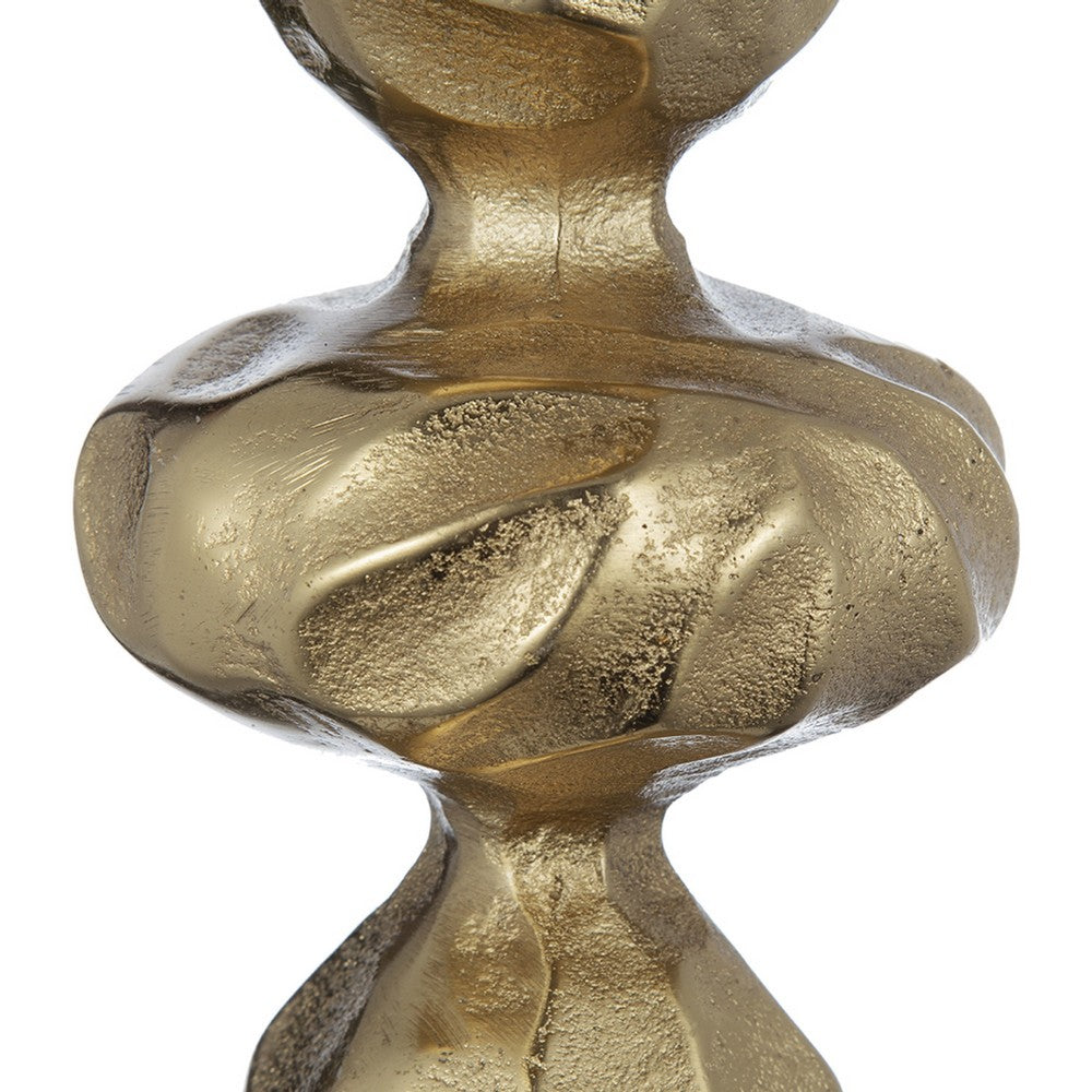 Doz Candle Holder, White Marble Base, 19 Inch Gold Sphere Balls Stem - BM350860