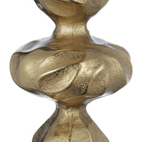 Doz Candle Holder, White Marble Base, 19 Inch Gold Sphere Balls Stem - BM350860