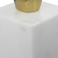 Doz Candle Holder, White Marble Base, 19 Inch Gold Sphere Balls Stem - BM350860