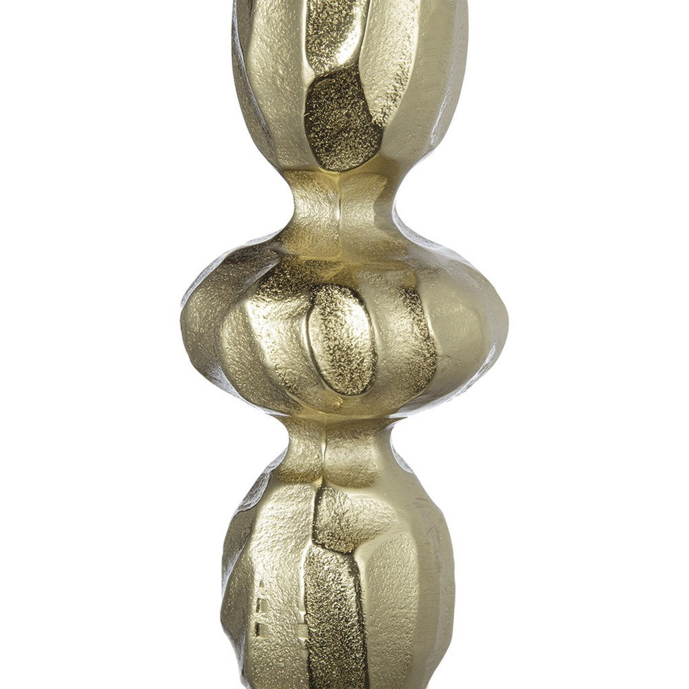 Doz Candle Holder, White Marble Base, 17 Inch Gold Sphere Balls Stem - BM350861