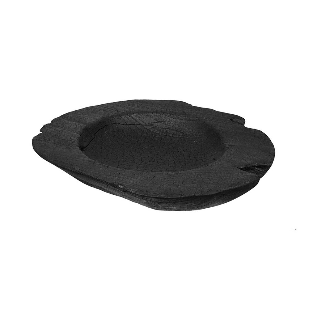 Sina Decorative Live Edge Accent Bowl, 16 Inch Black Teak Wood - BM350862