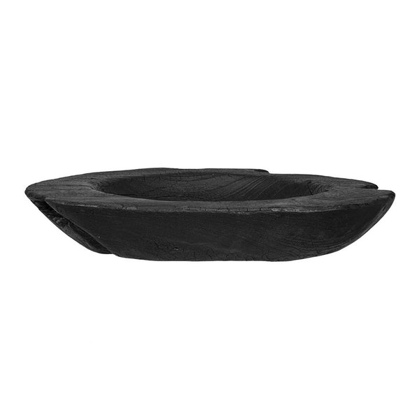 Sina Decorative Live Edge Accent Bowl, 16 Inch Black Teak Wood - BM350862