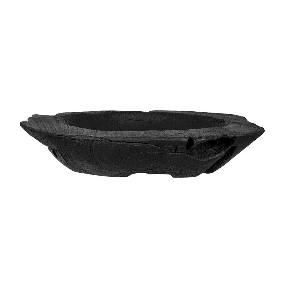 Sina Decorative Live Edge Accent Bowl, 16 Inch Black Teak Wood - BM350862
