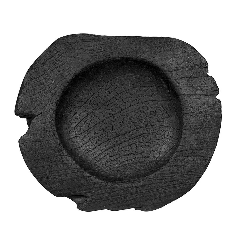 Sina Decorative Live Edge Accent Bowl, 16 Inch Black Teak Wood - BM350862