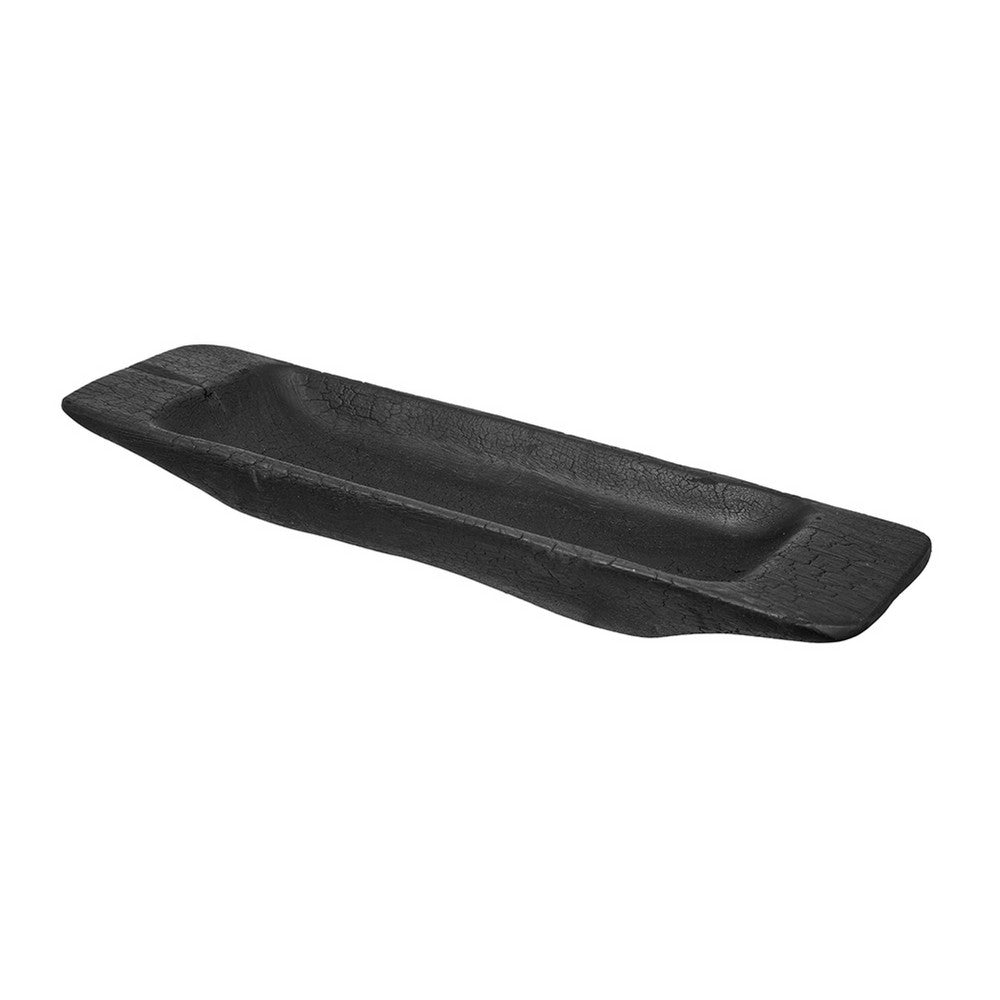 Sina 19" Long Narrow Decorative Live Edge Tray, Black Teak Wood - BM350863