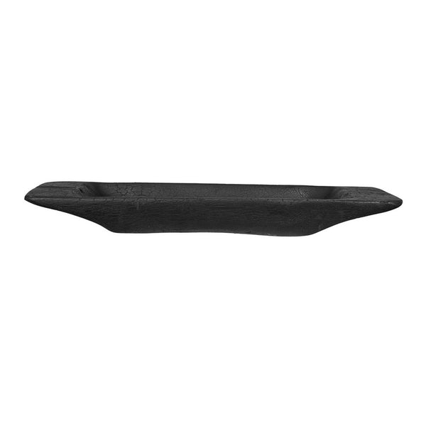Sina 19" Long Narrow Decorative Live Edge Tray, Black Teak Wood - BM350863