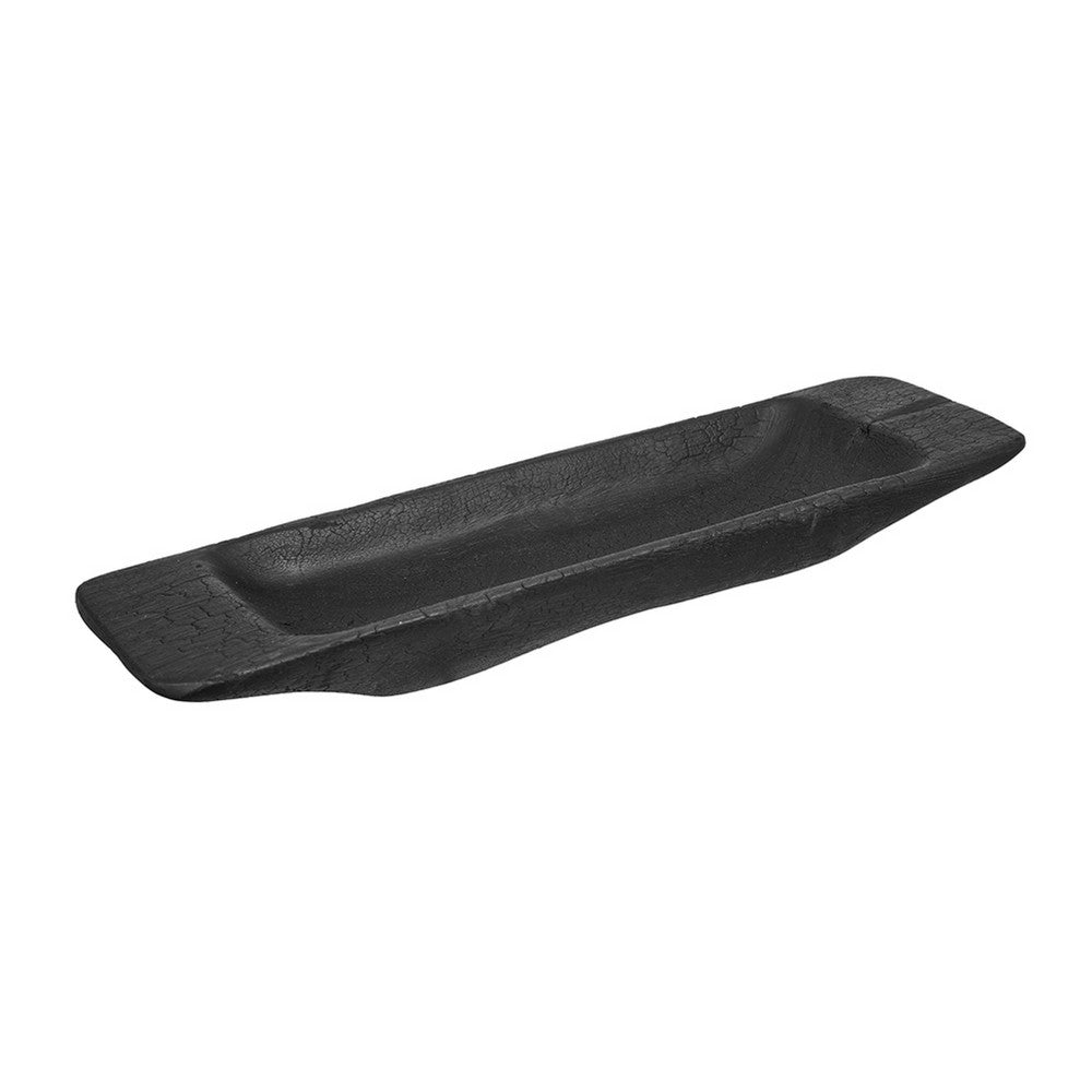 Sina 19" Long Narrow Decorative Live Edge Tray, Black Teak Wood - BM350863