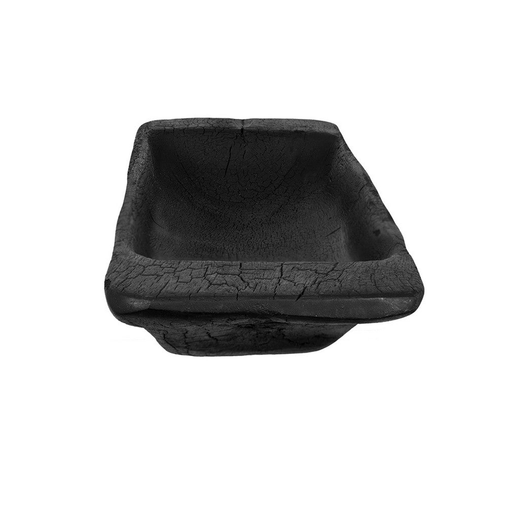 Sina 19" Long Narrow Decorative Live Edge Tray, Black Teak Wood - BM350863