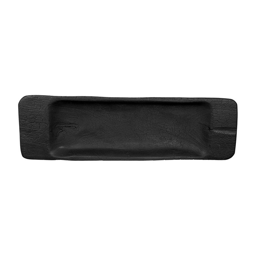 Sina 19" Long Narrow Decorative Live Edge Tray, Black Teak Wood - BM350863