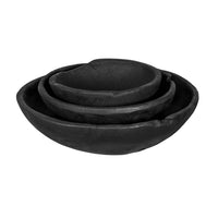 Sina Nesting Decorative Bowls Set of 3, Rustic Black Teak Wood - BM350864