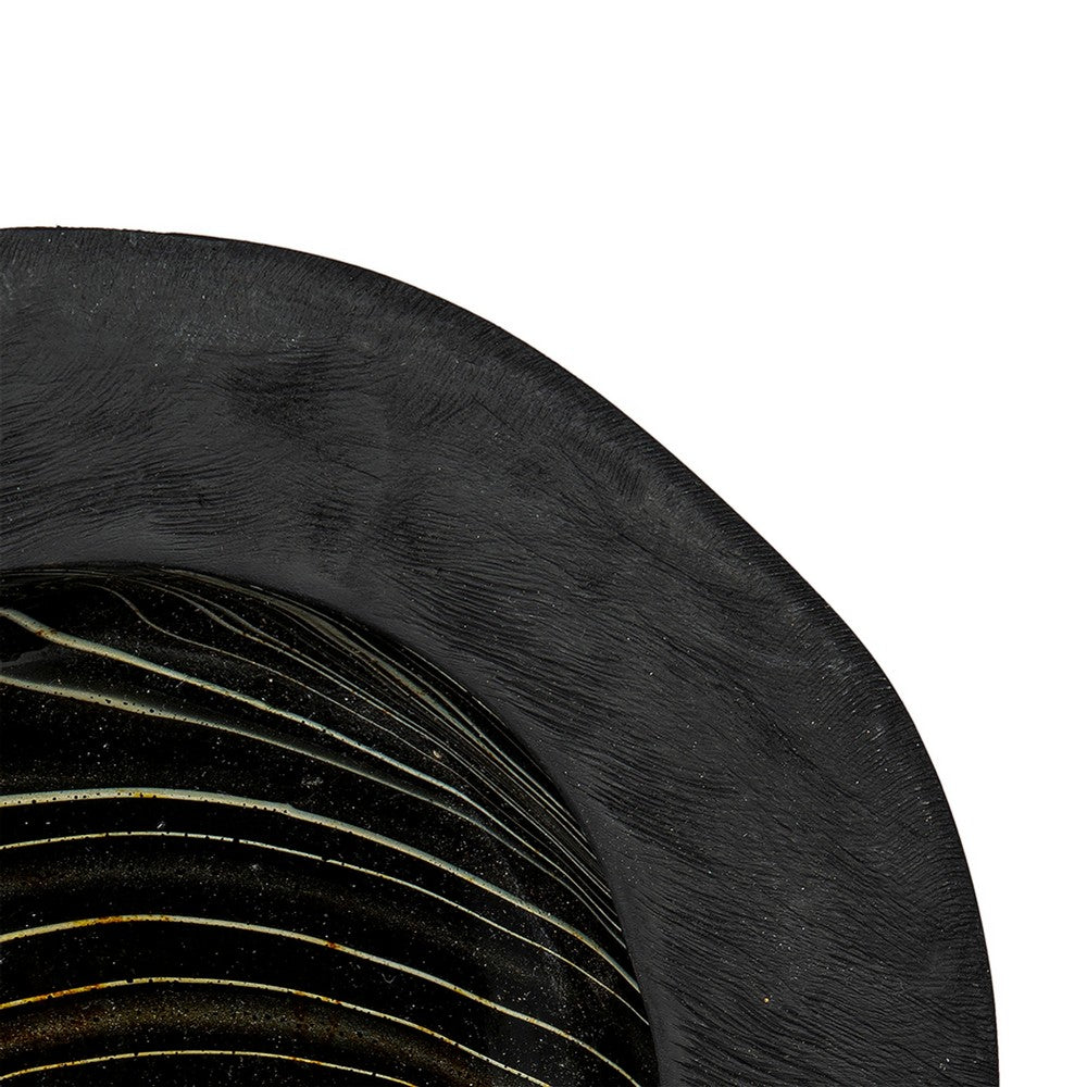 Decorative Organic Accent Bowl, Live Edge, 12 Inch Black Teak Wood - BM350865