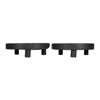 12 Inch Display Stand Set of 2, Footed Tripod Legs, Black Teak Wood - BM350868