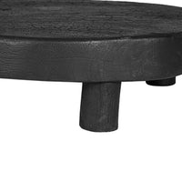 12 Inch Display Stand Set of 2, Footed Tripod Legs, Black Teak Wood - BM350868