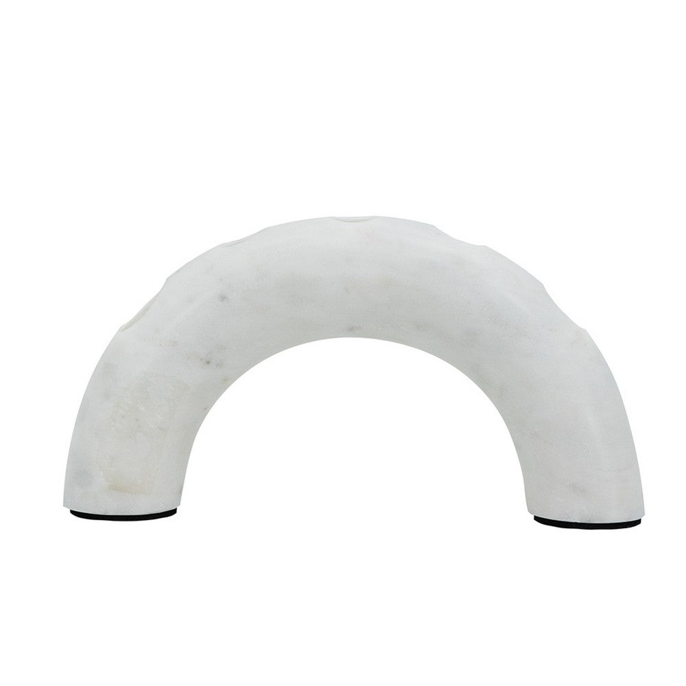 Arched Taper Candle Holder, Modern 10 Inch White Marble, Holds 4 Candles - BM350869