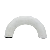 Arched Taper Candle Holder, Modern 10 Inch White Marble, Holds 4 Candles - BM350869
