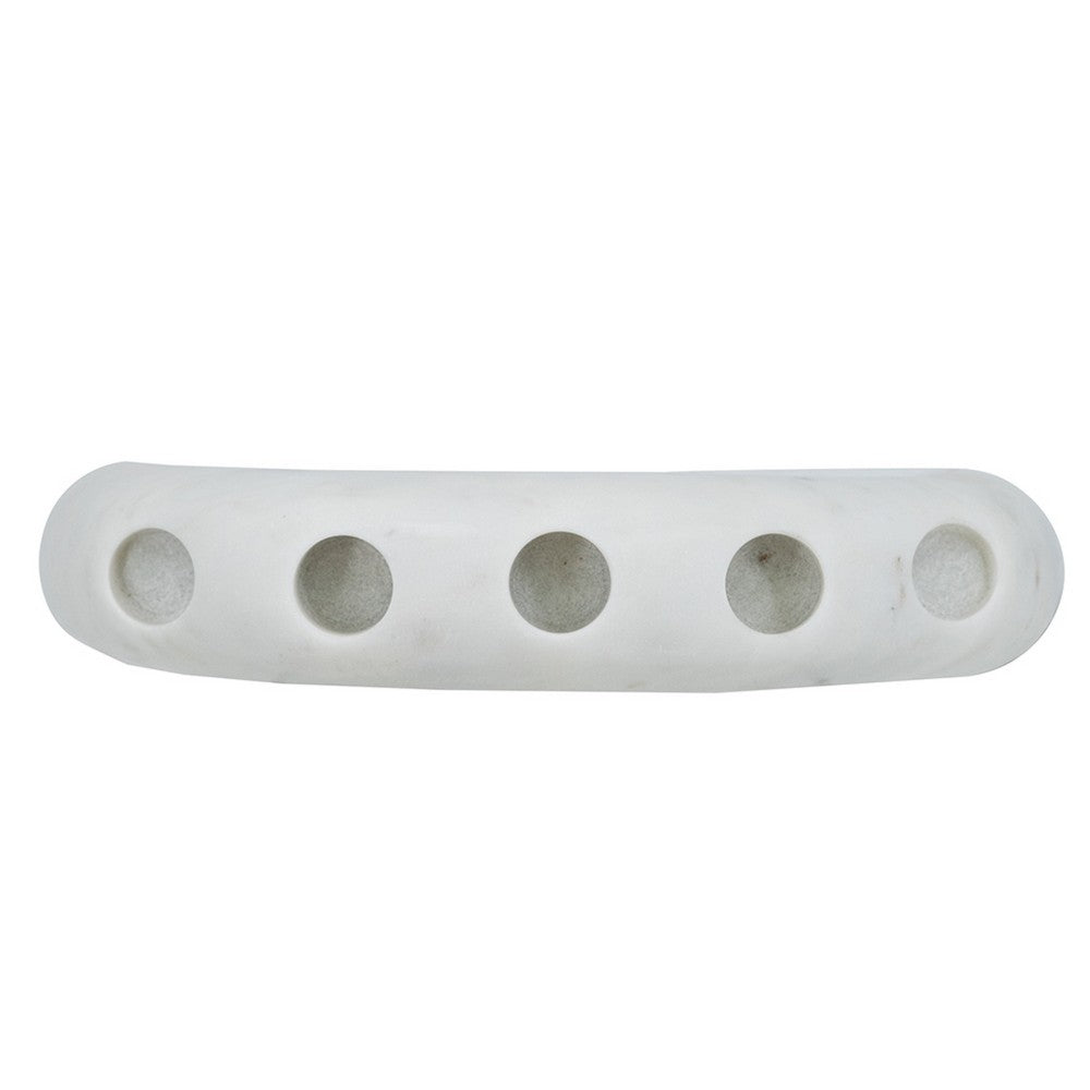 Arched Taper Candle Holder, Modern 10 Inch White Marble, Holds 4 Candles - BM350869
