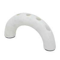 Arched Taper Candle Holder, Modern 10 Inch White Marble, Holds 4 Candles - BM350869