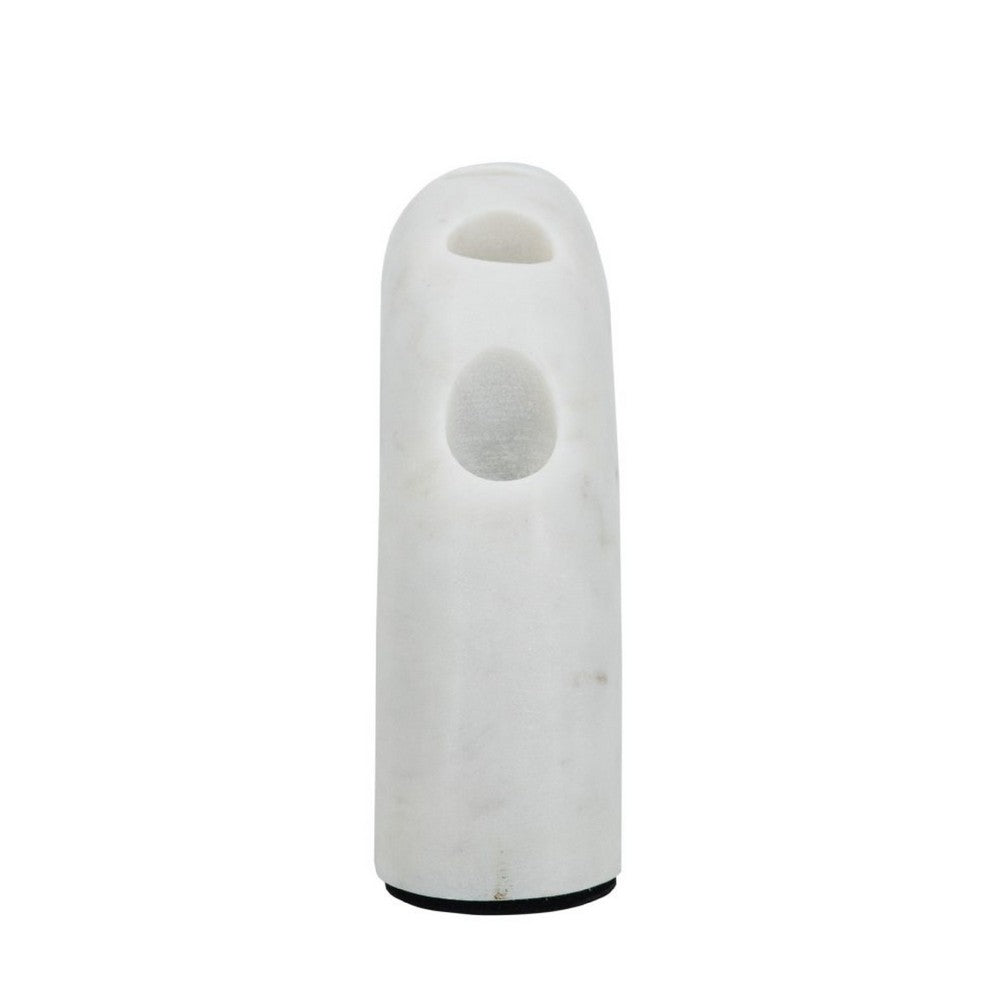 Arched Taper Candle Holder, Modern 10 Inch White Marble, Holds 4 Candles - BM350869