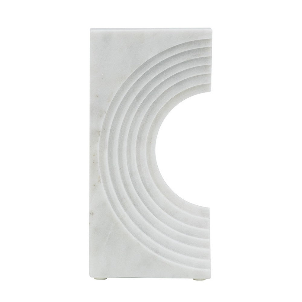 Koa Decorative Roman Sculpture, Layered Architecture, 10 Inch White Marble - BM350871