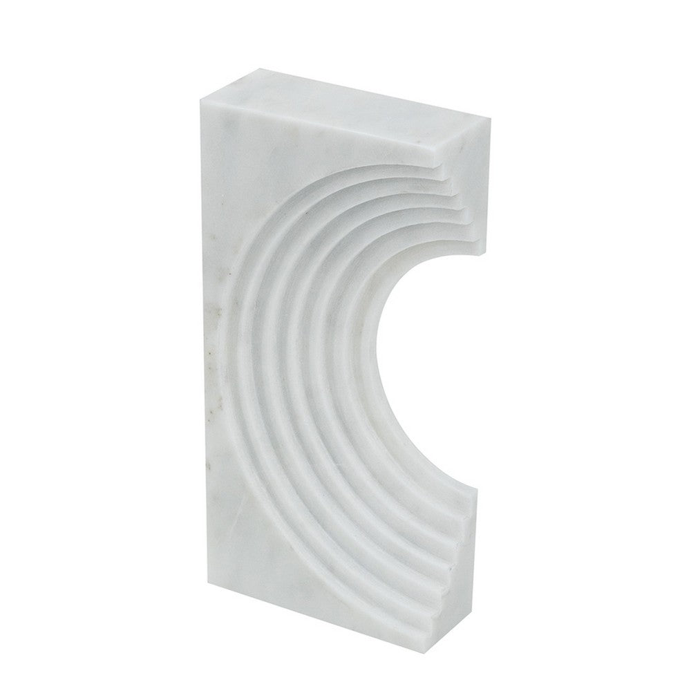 Koa Decorative Roman Sculpture, Layered Architecture, 10 Inch White Marble - BM350871