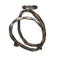 Decorative Twisted Loop Candle Holder, 11 Inch Antique Gold Aluminum - BM350876