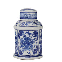 Decorative Lidded Jars Set of 2, Classic White Blue Chinoiserie Art - BM350878
