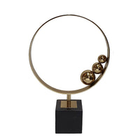 Mavy Large Tabletop Decor, Ring Statuary, Black Marble, Gold Steel 15 Inch - BM350881