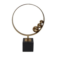 Mavy Small Tabletop Decor, Ring Statuary Black Marble, Gold Steel 14 Inch - BM350882