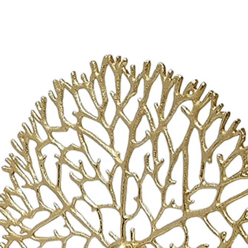 Tabletop Decor, Abstract Coral Statuary, Black Marble, Gold Metal 16 Inch - BM350885