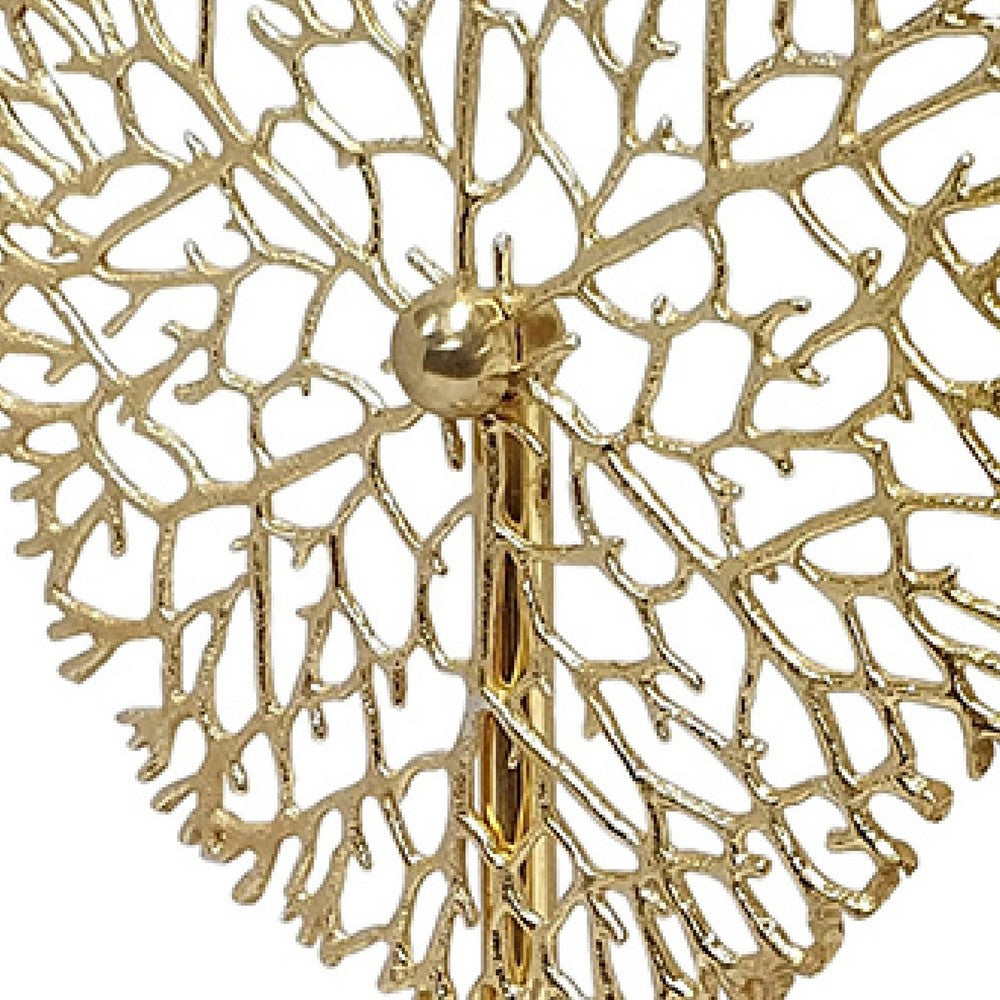 Tabletop Decor, Abstract Coral Statuary, Black Marble, Gold Metal 16 Inch - BM350885