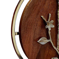 Orion Blossom Sculpture with Marble Base, Brown Wood, Gold Metal 17 Inch - BM350886