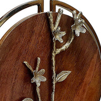 Orion Blossom Sculpture with Marble Base, Brown Wood, Gold Metal 17 Inch - BM350886
