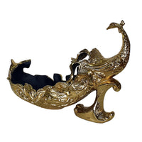 Tabletop Decor, Peacock Sculpture with Bowl Section, Gold and Black 23 Inch - BM350887