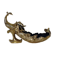 Tabletop Decor, Peacock Sculpture with Bowl Section, Gold and Black 23 Inch - BM350887
