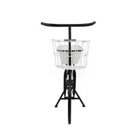 Indoor Outdoor Bicycle Plant Stand with Basket, White, 39 Inch Black Iron - BM350888