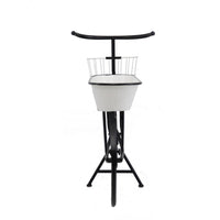 Indoor Outdoor Bicycle Plant Stand with Basket, White, 39 Inch Black Iron - BM350888