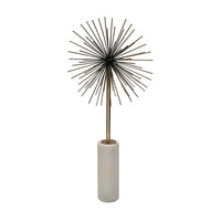 Nian Sunburst Statuary with White Marble Base, Gold Metal Spokes, 23 Inch - BM350891