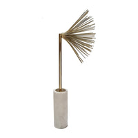 Nian Sunburst Statuary with White Marble Base, Gold Metal Spokes, 23 Inch - BM350891