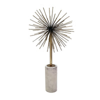 Nian Sunburst Statuary with White Marble Base, Gold Metal Spokes, 18 Inch - BM350892