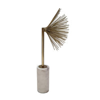 Nian Sunburst Statuary with White Marble Base, Gold Metal Spokes, 18 Inch - BM350892