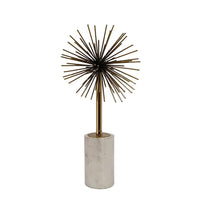 Nian Sunburst Statuary with White Marble Base, Gold Metal Spokes, 14 Inch - BM350893