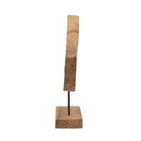 Upin Organic Art Sculpture on Base, Brown Wood Black Metal, 18 Inch - BM350894