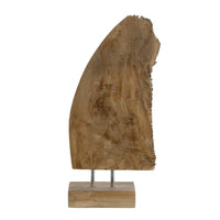 Upin Abstract Wing Sculpture on Base, Brown Wood, Black Metal, 16 Inch - BM350896