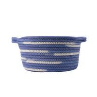 Tex Baskets with Integrated Handles Set of 3, Blue, White Cotton 10,9,8 Inch - BM350898