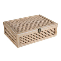 Alvin Decorative Storage Box, Slatted Design, Brown Bamboo-Wood 19 Inch - BM350899