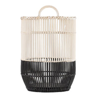 Vanie Basket Set of 2, Slat Patterns, Black Iron, Cream Bamboo 23 19 Inch - BM350900