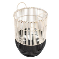 Vanie Basket Set of 2, Slat Patterns, Black Iron, Cream Bamboo 23 19 Inch - BM350900