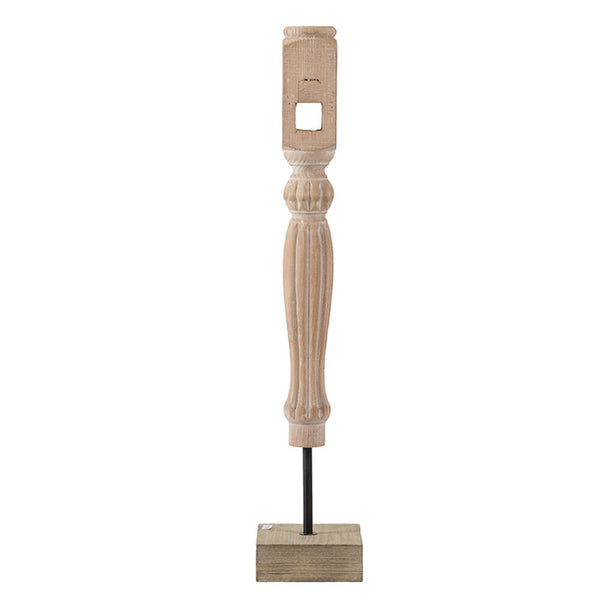 Wren Tabletop Accent Decoration, Turned Detail Iron Rod, Brown Wood 30 Inch - BM350901