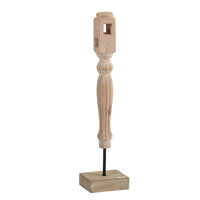 Wren Tabletop Accent Decoration, Turned Detail Iron Rod, Brown Wood 30 Inch - BM350901